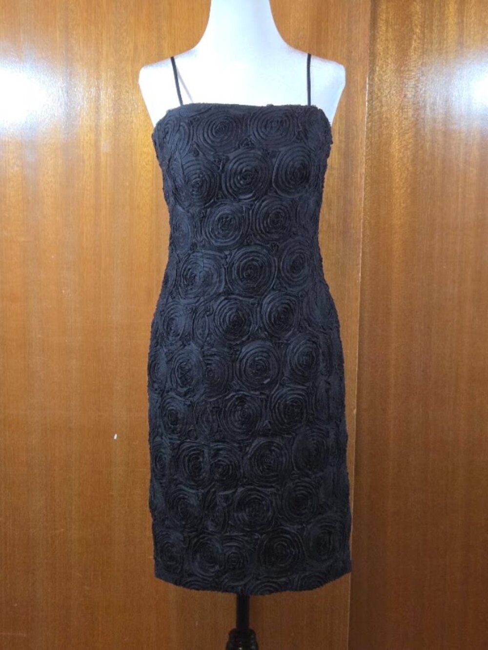 Calvin Klein Black Cotton Rosette Convertible Strapless Dress - Size 4